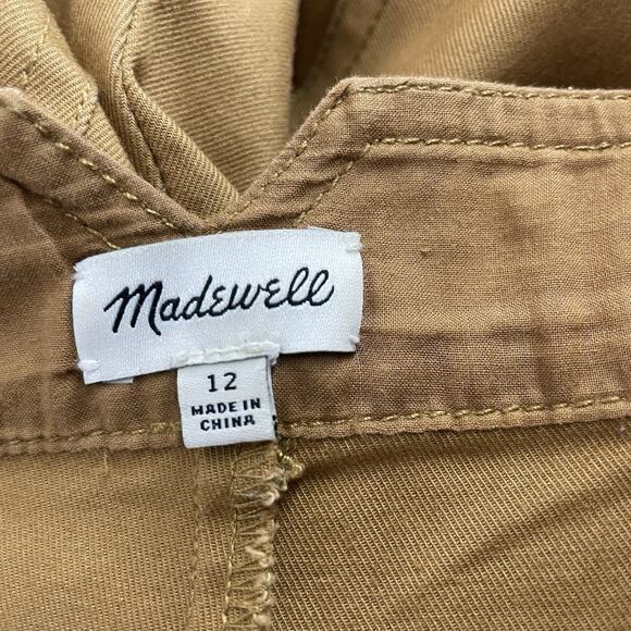MADEWELL Size 12 High rise Sailor Shorts Front Exposed Zipper Caramel Brown Tan - Picture 3 of 5